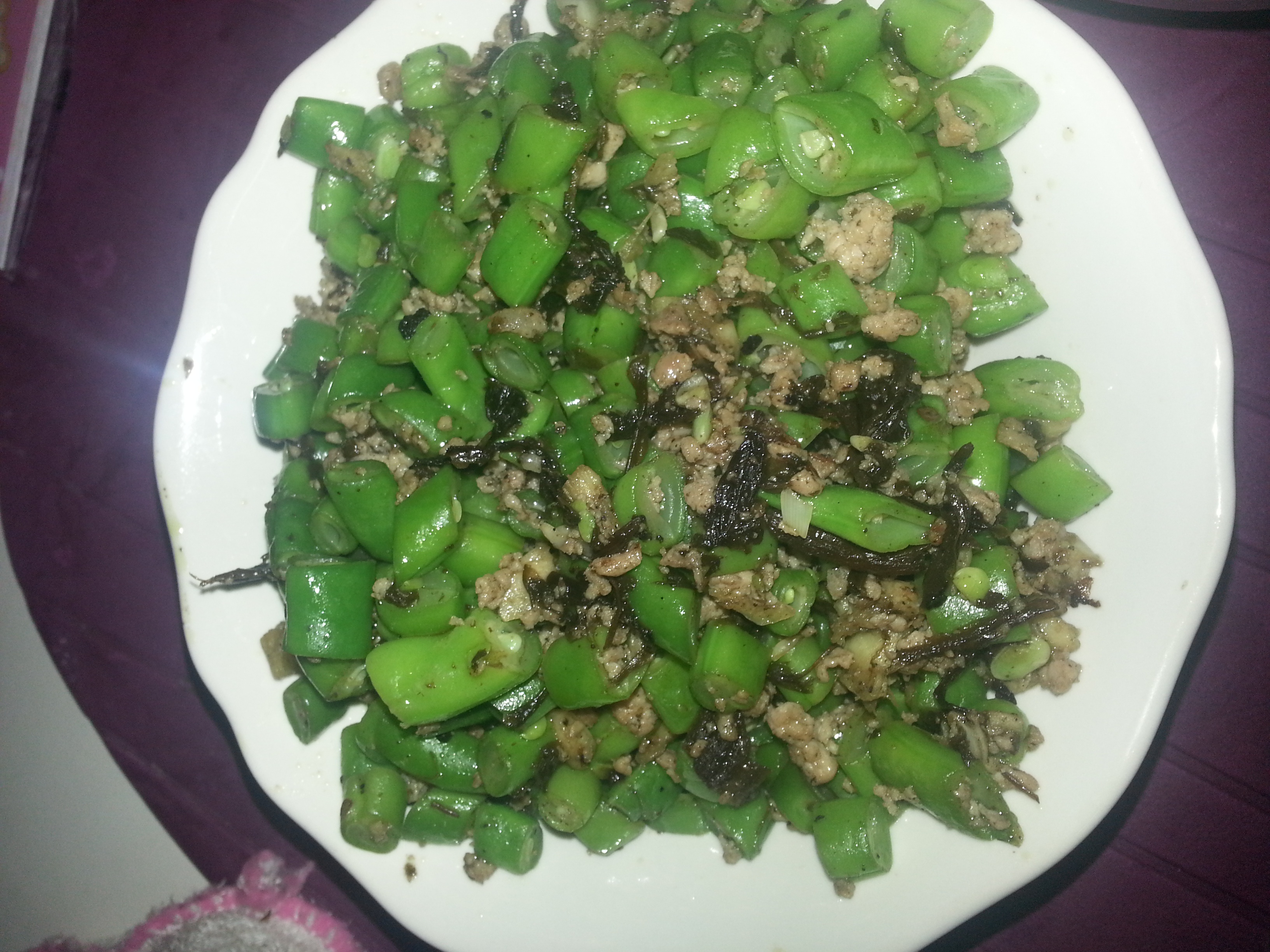 干煸榄菜肉末豆角