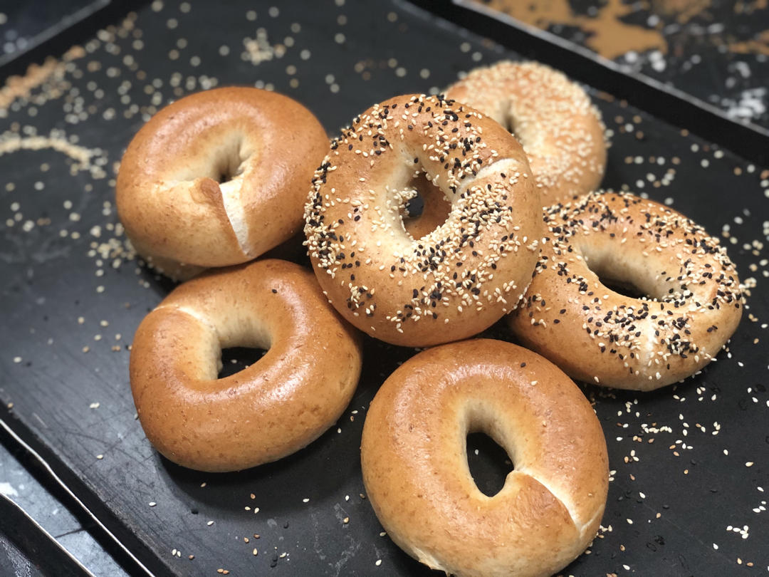 （无油）全麦黑麦贝果bagel~咬劲十足，越嚼越香