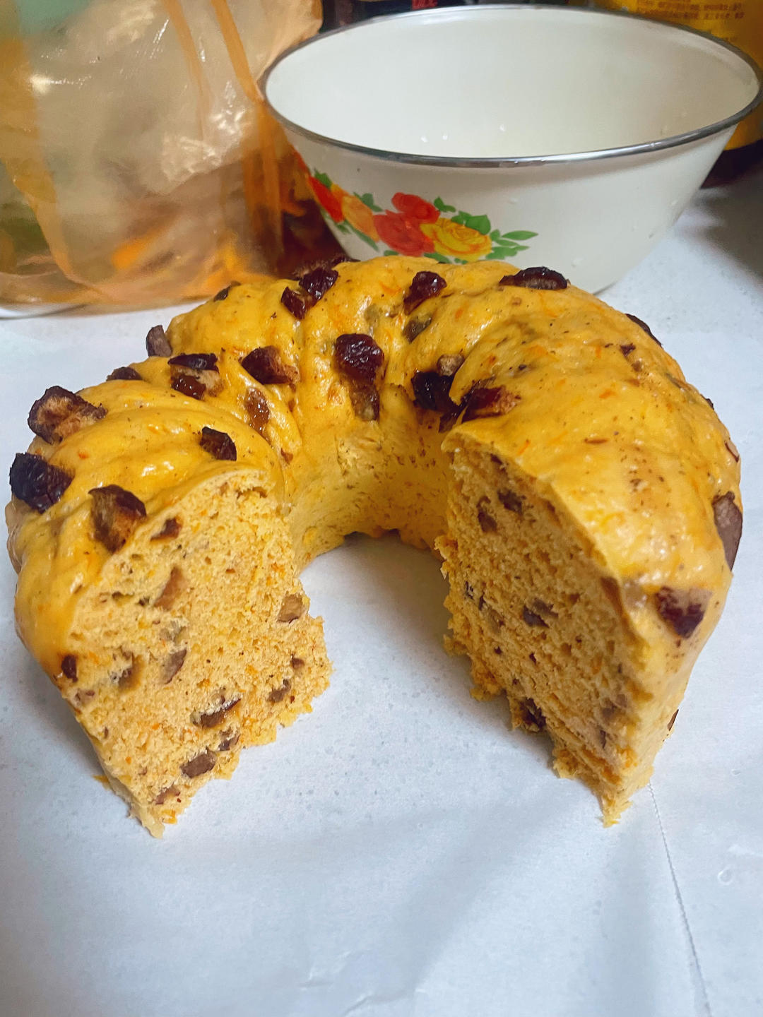 料超多的红枣蔓越莓南瓜发糕