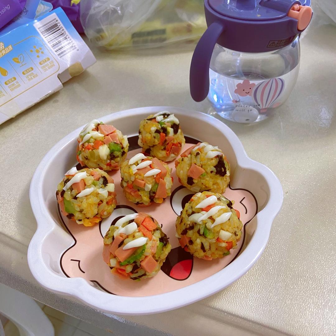 超简易三色紫菜饭团
