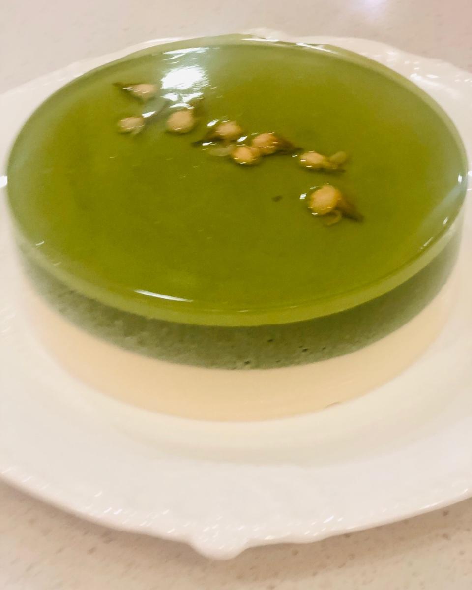 抹茶豆腐配红豆冻乳酪蛋糕