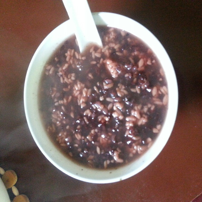 红豆黑米酒酿粥