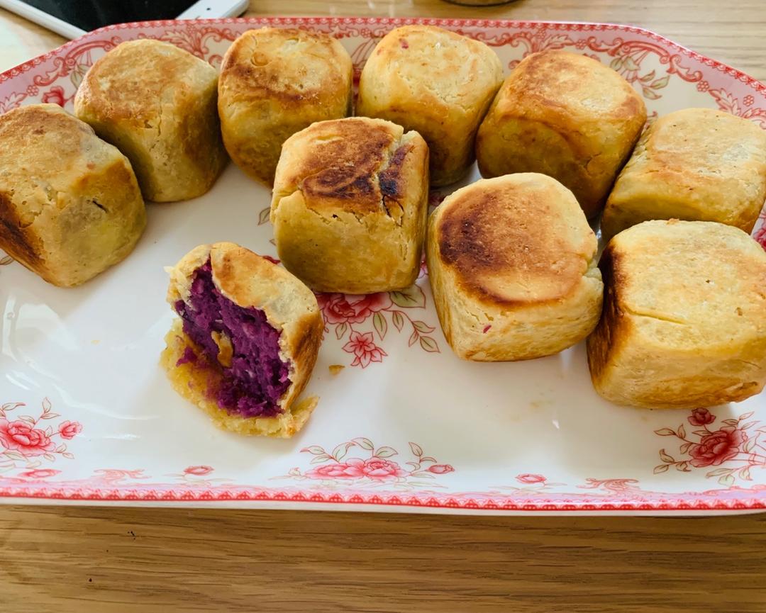 网红爆浆香芋紫薯仙豆糕，只需一口平底锅