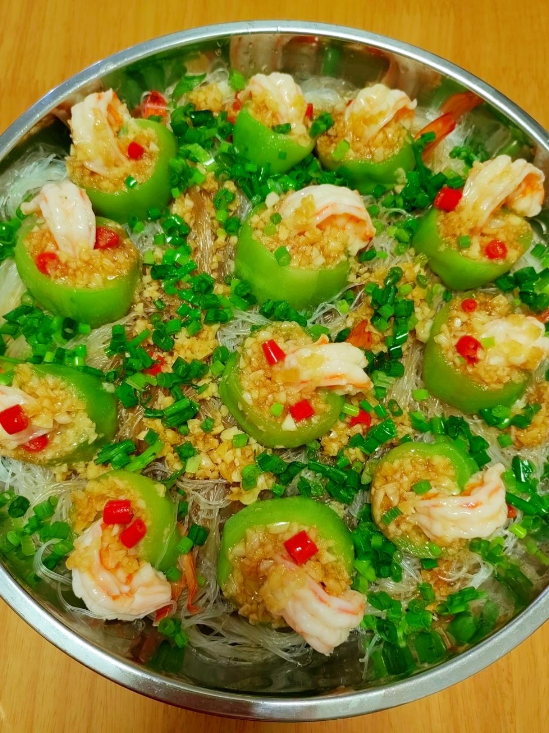 瓜甜虾鲜的丝瓜粉丝蒸虾仁