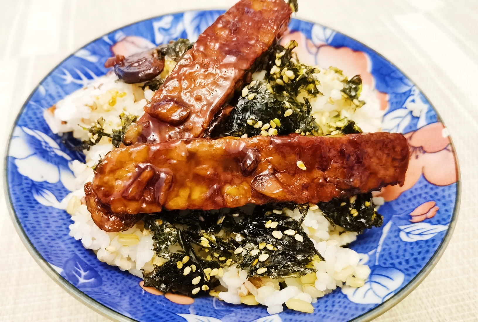 素食-照烧天贝海苔饭的做法