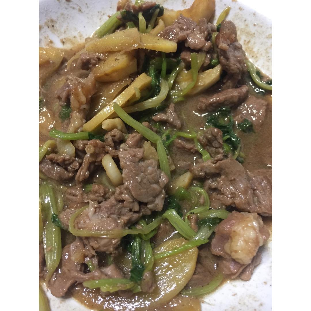 西芹炒牛肉！