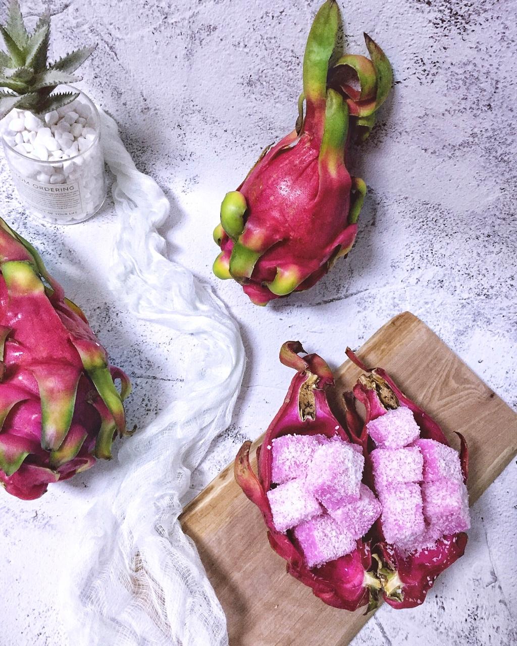 少女心爆棚的火龙果牛奶小方