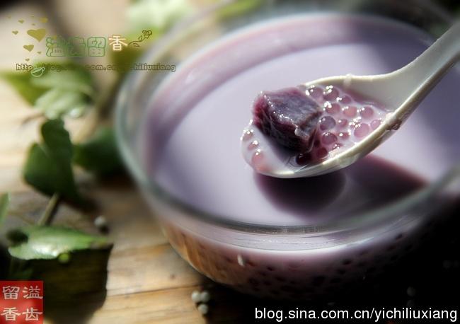 紫薯西米奶香汤的做法