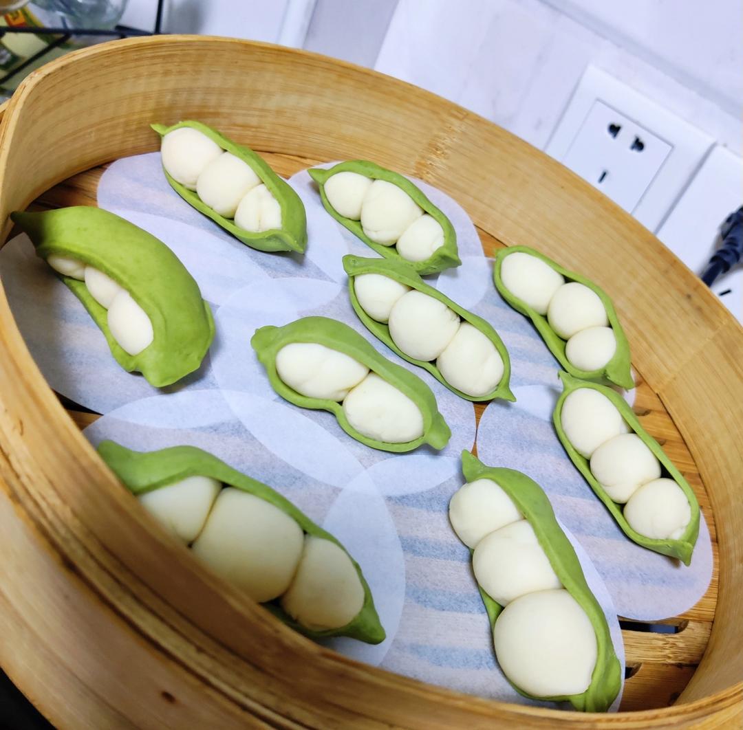 🍀健康辅食-豌豆荚馒头，可可爱爱营养多