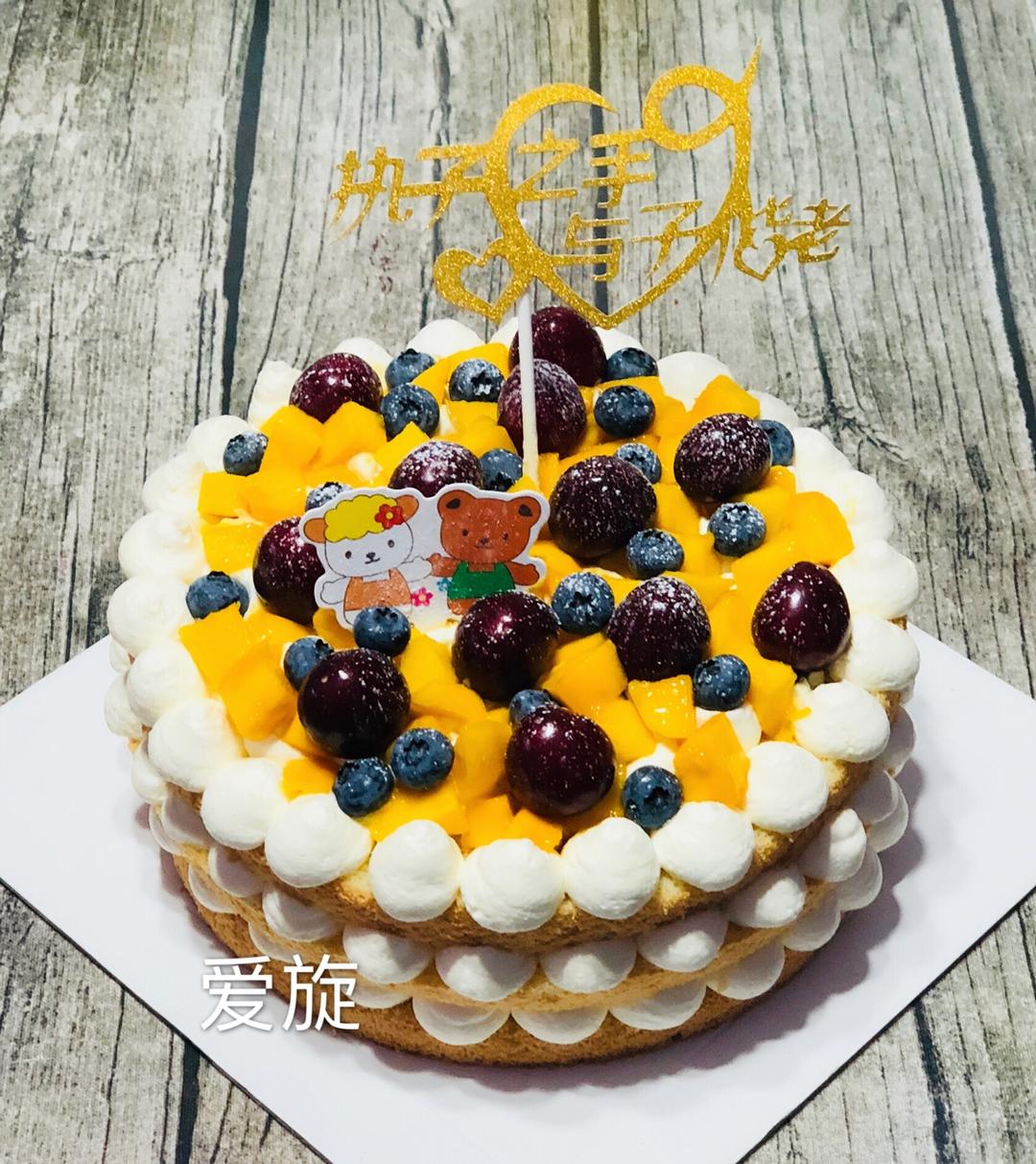 【零失败】不会裱花没关系的水果裸蛋糕 芒果裸蛋糕 完美戚风胚