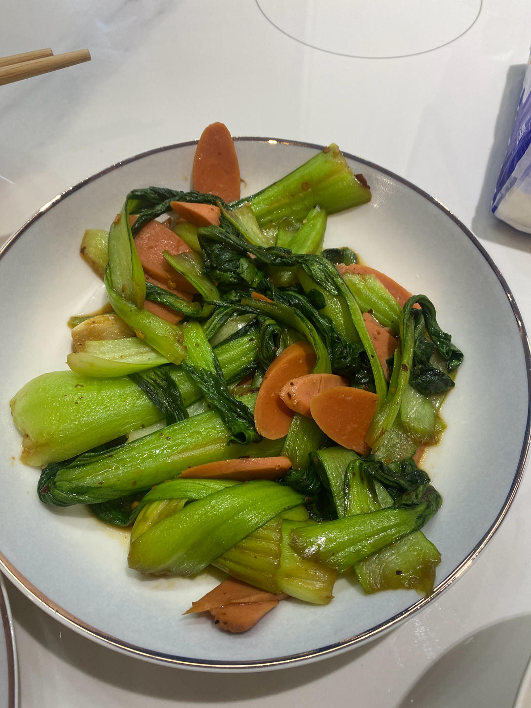 上海青炒火腿肠