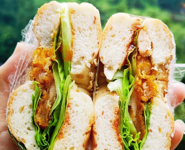 低卡低脂超健康‼️亚麻籽燕麦贝果三明治🔥的做法