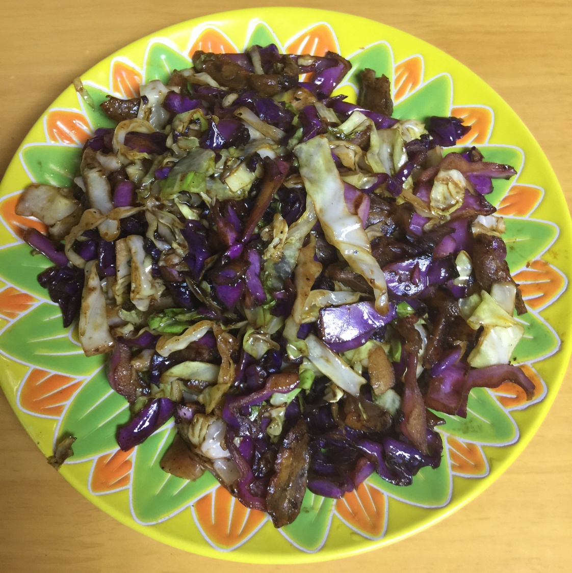 紫甘蓝炒包菜