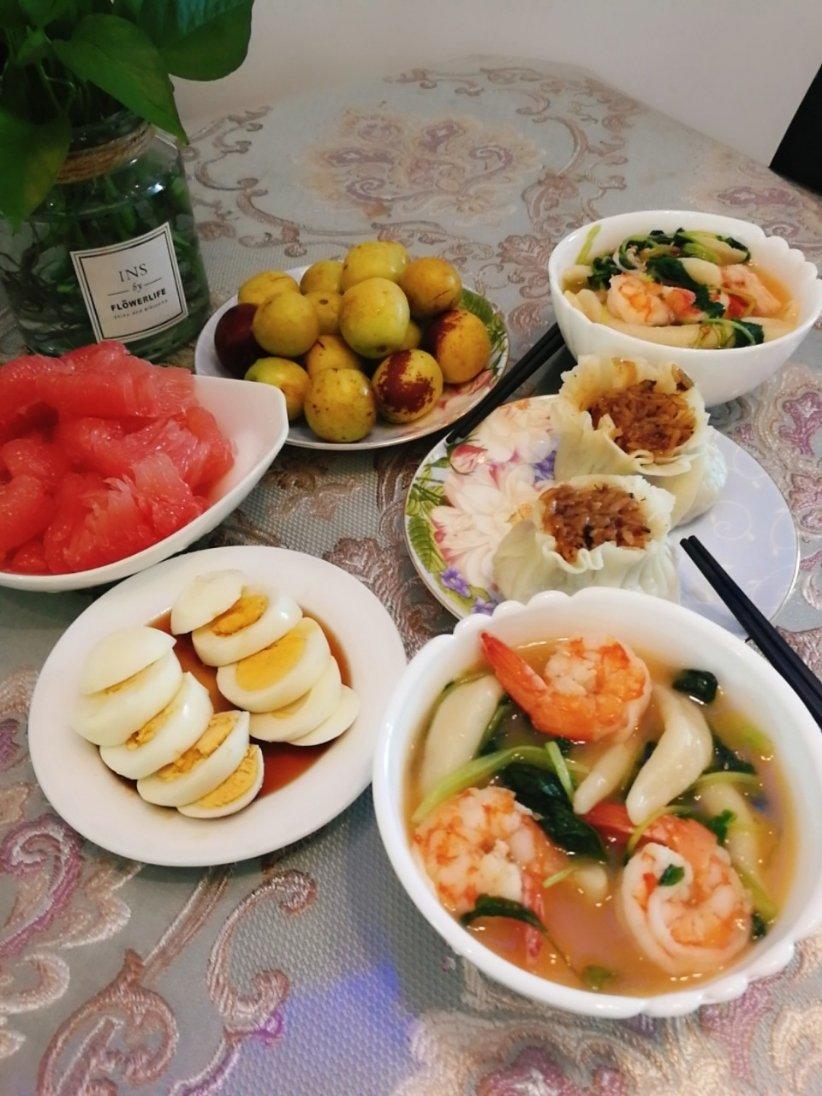 营养早餐之鲜香劲道青菜虾仁面段汤