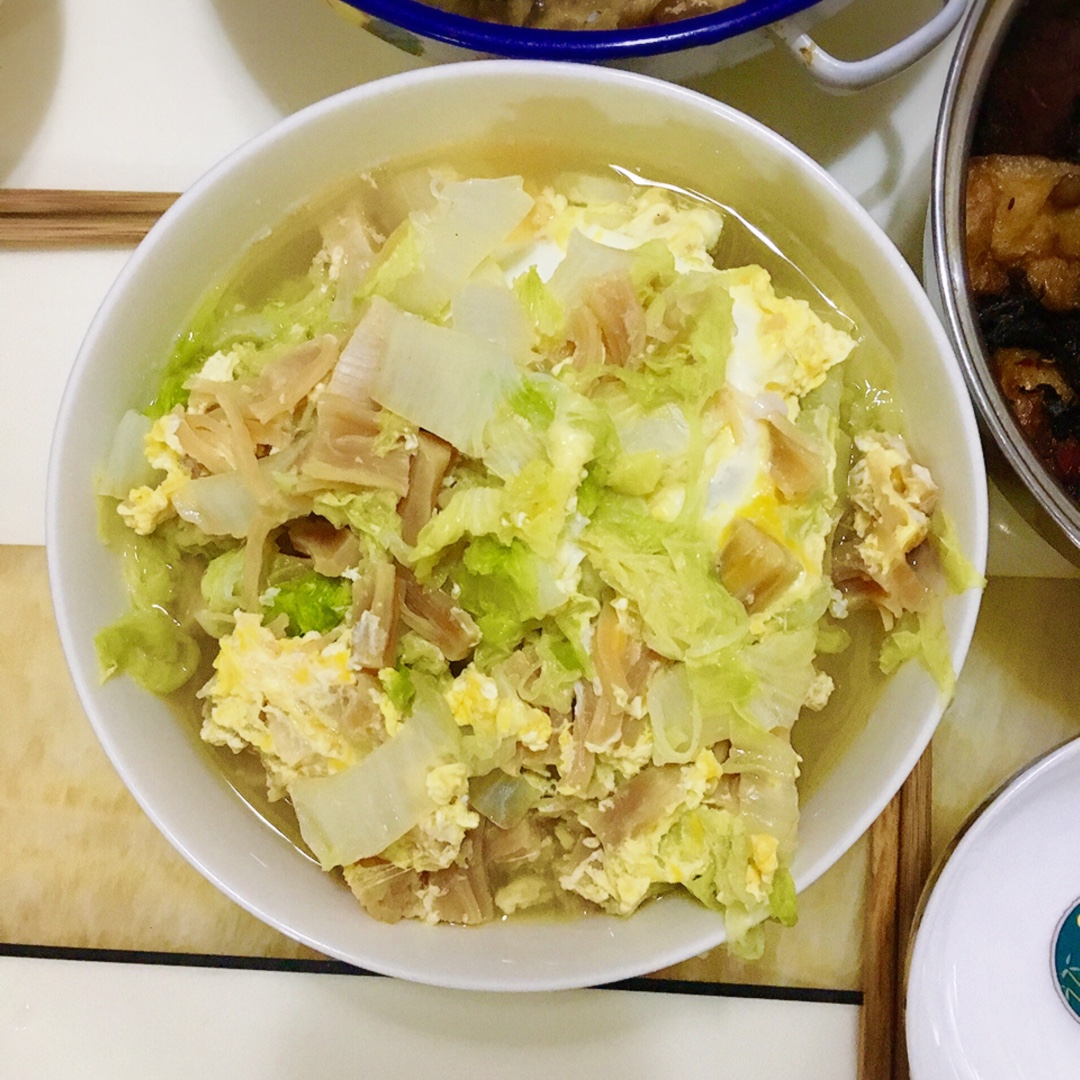 素赛螃蟹----干贝白菜滑蛋