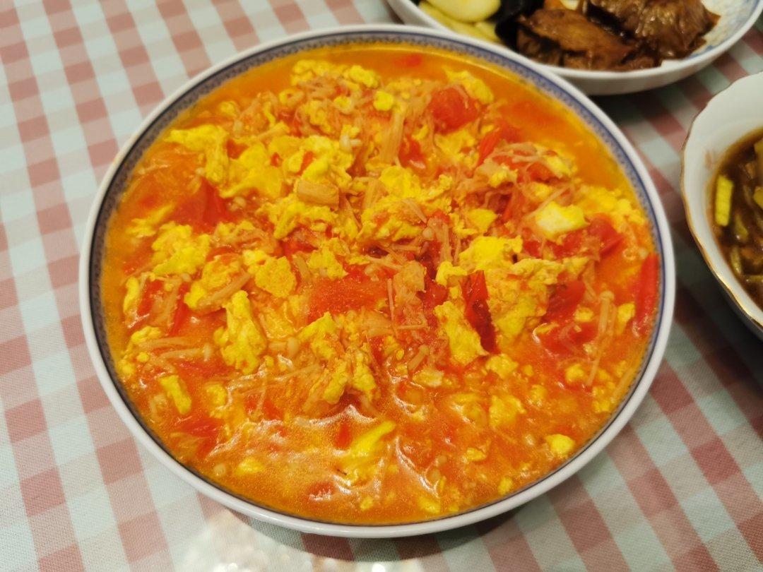 西红柿金针菇炒鸡蛋