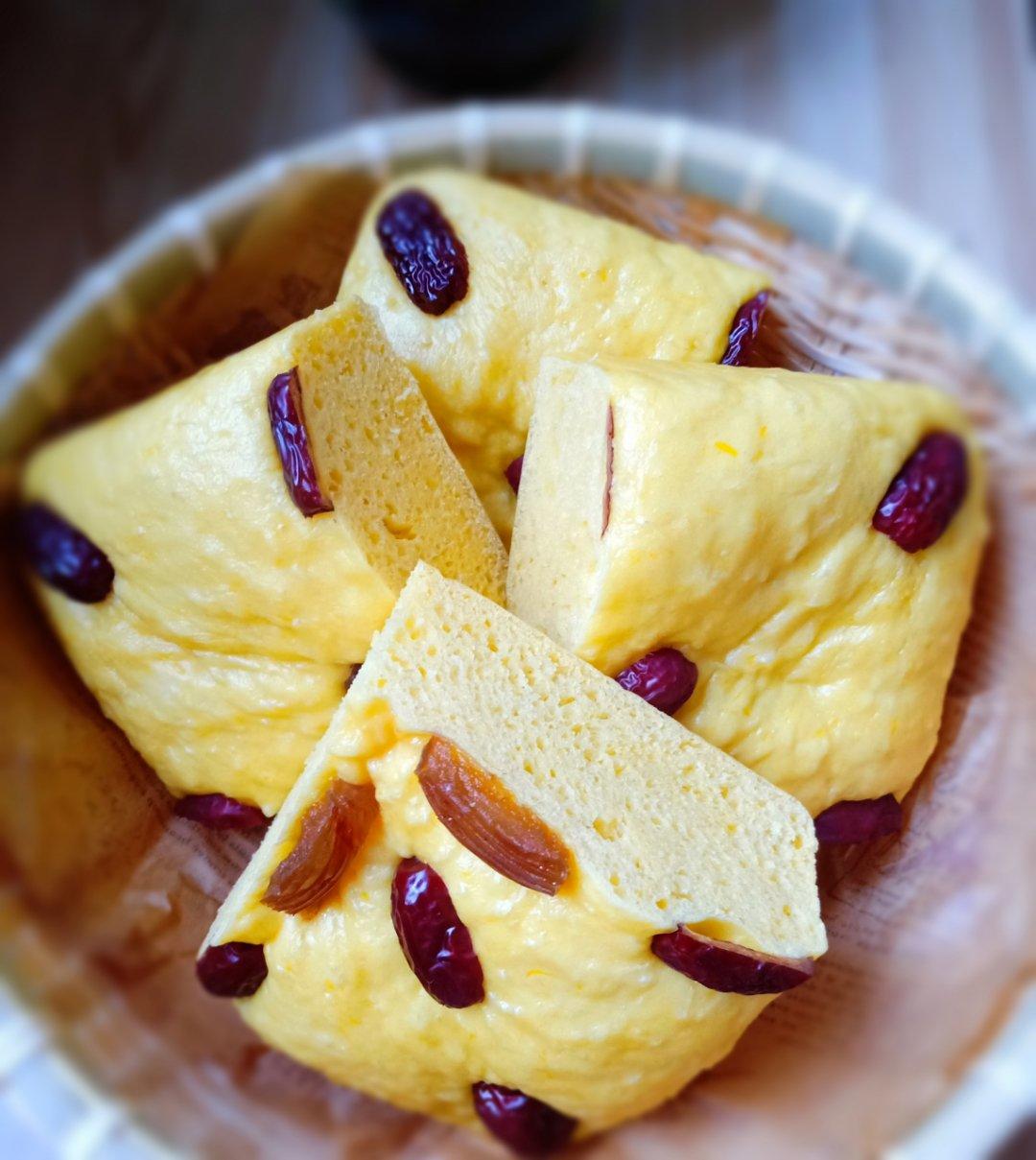 馒头 南瓜发糕(隔夜一次发酵无泡打粉) 清清的兰花做的南瓜发糕(隔夜