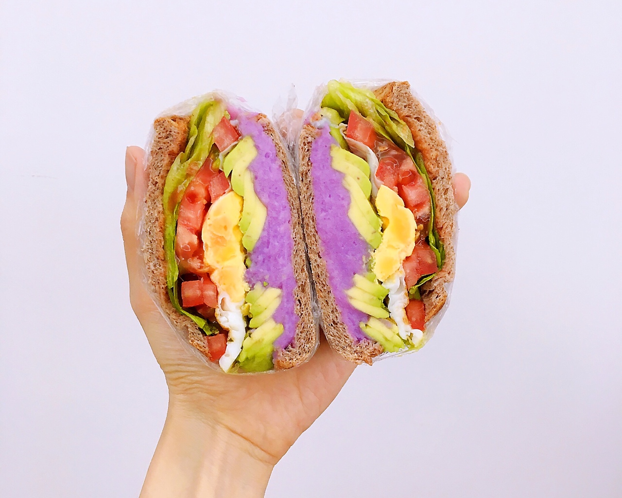 （我的减脂早餐28💕）『彩虹🌈三明治』牛油果山药紫薯鸡蛋的做法 步骤10