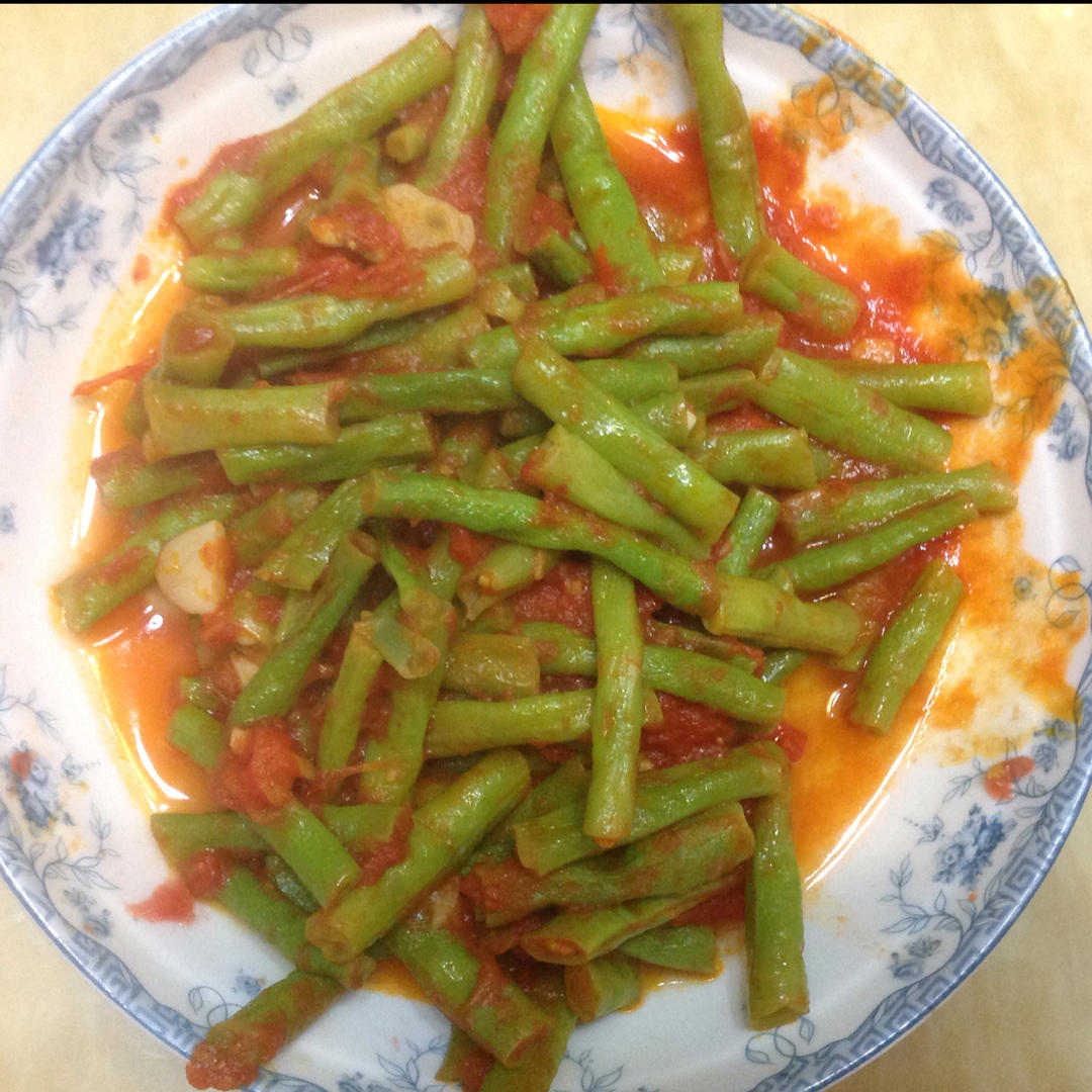 西红柿炒长豆角