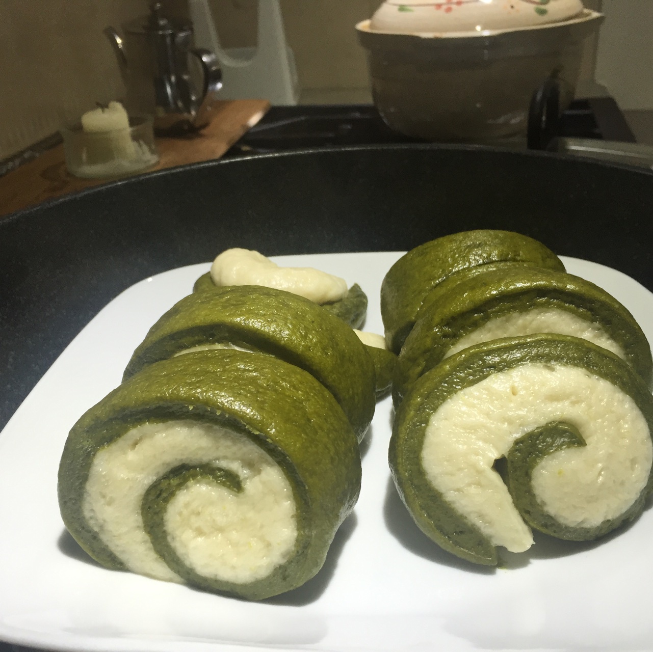 抹茶双色馒头