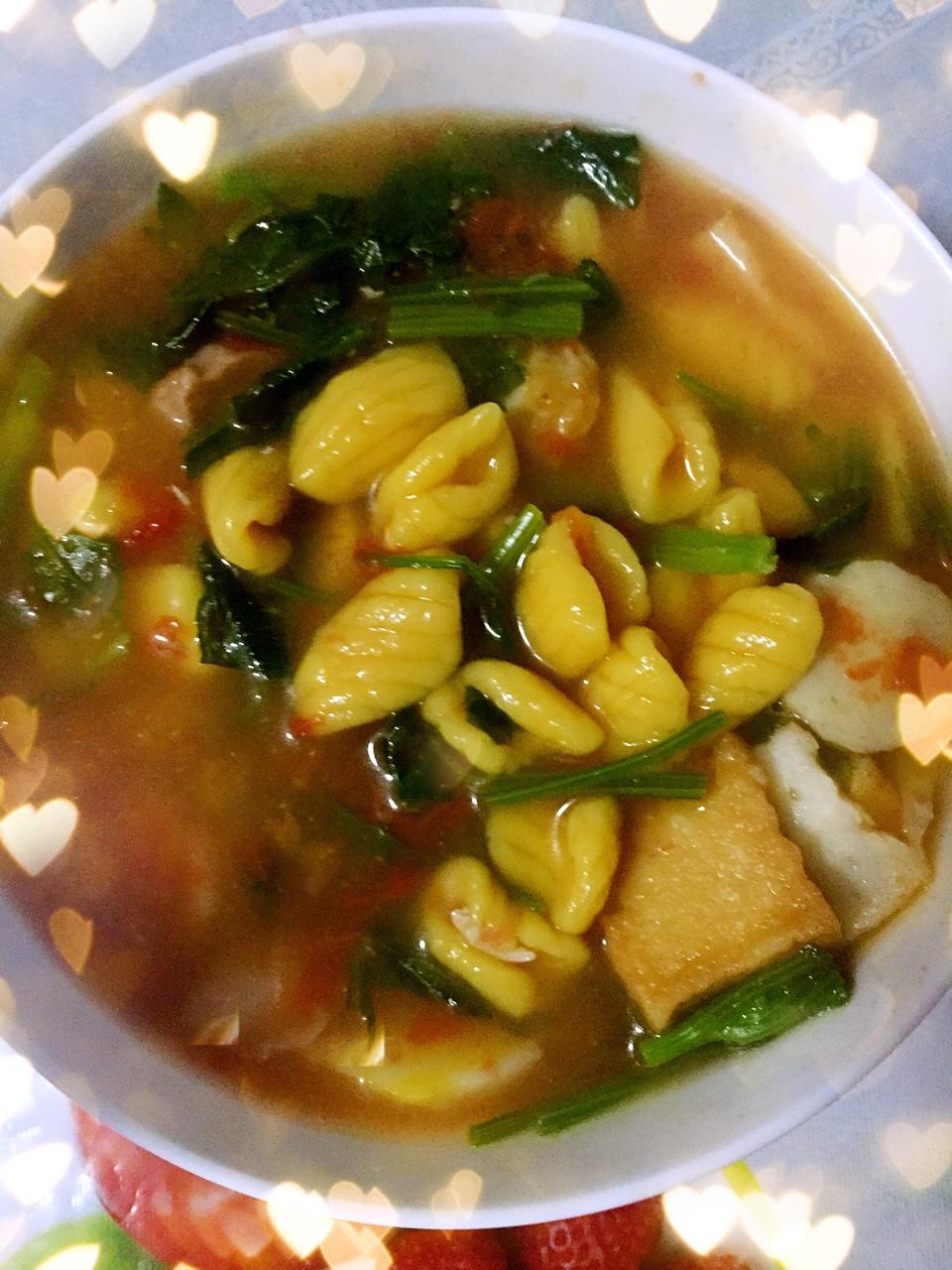 手机用户36598fcs做的彩色贝壳面螺丝面