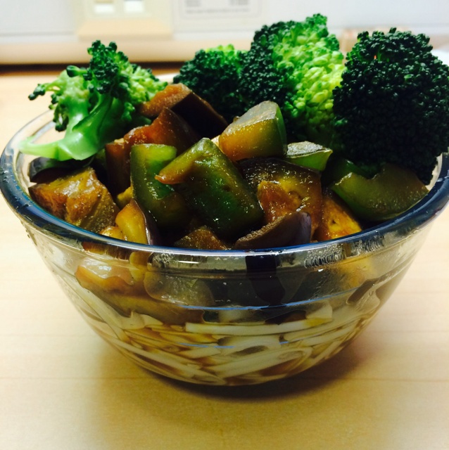 茄子青椒打卤面 ( Green Pepper and Aubergine Noodle with Thick Gravy)