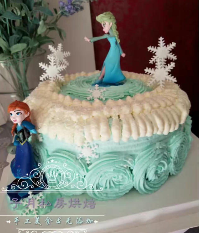 冰雪奇缘主题双层蛋糕--Frozen艾莎