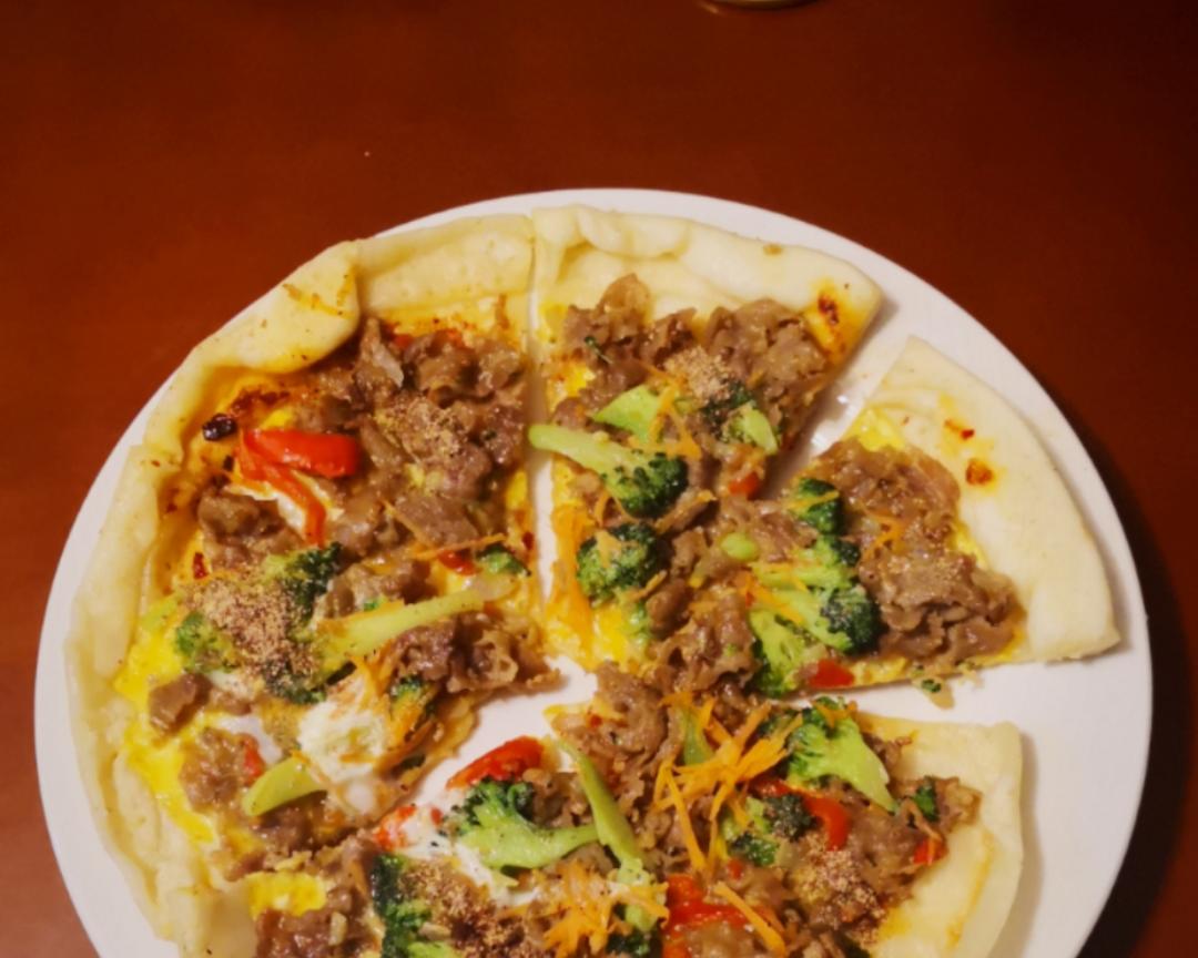 炒菜版牛肉卷披萨（赛牛肉块）