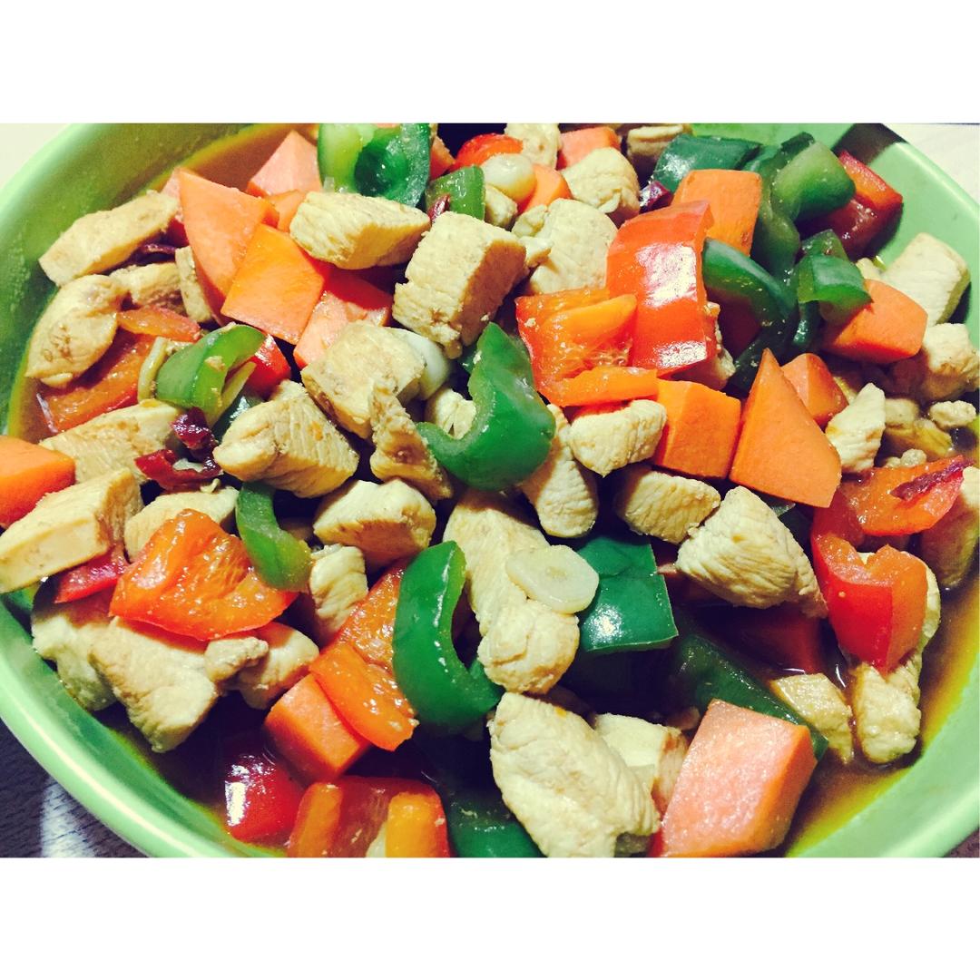 健身减肥最爱的鸡胸料理！——彩椒鸡丁