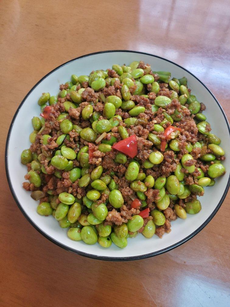 超级下饭的毛豆炒肉沫，比凉拌毛豆香