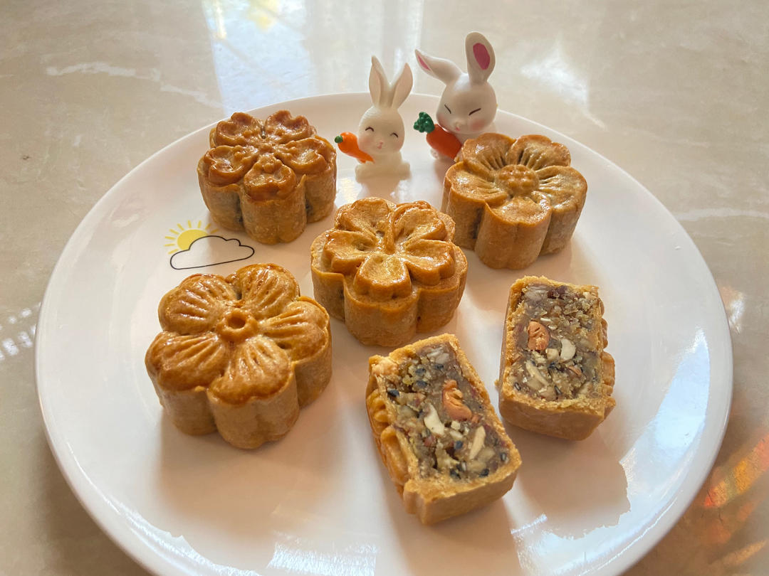 五仁月饼（低糖），只需一天快速回油，简单低配