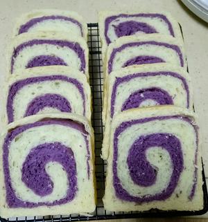 一次发酵的紫紫紫薯吐司的做法 步骤11