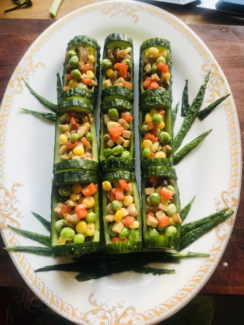 最美年夜饭-🎋翠竹报春节节高🥒（黄瓜玉米火腿鸡丁沙拉）