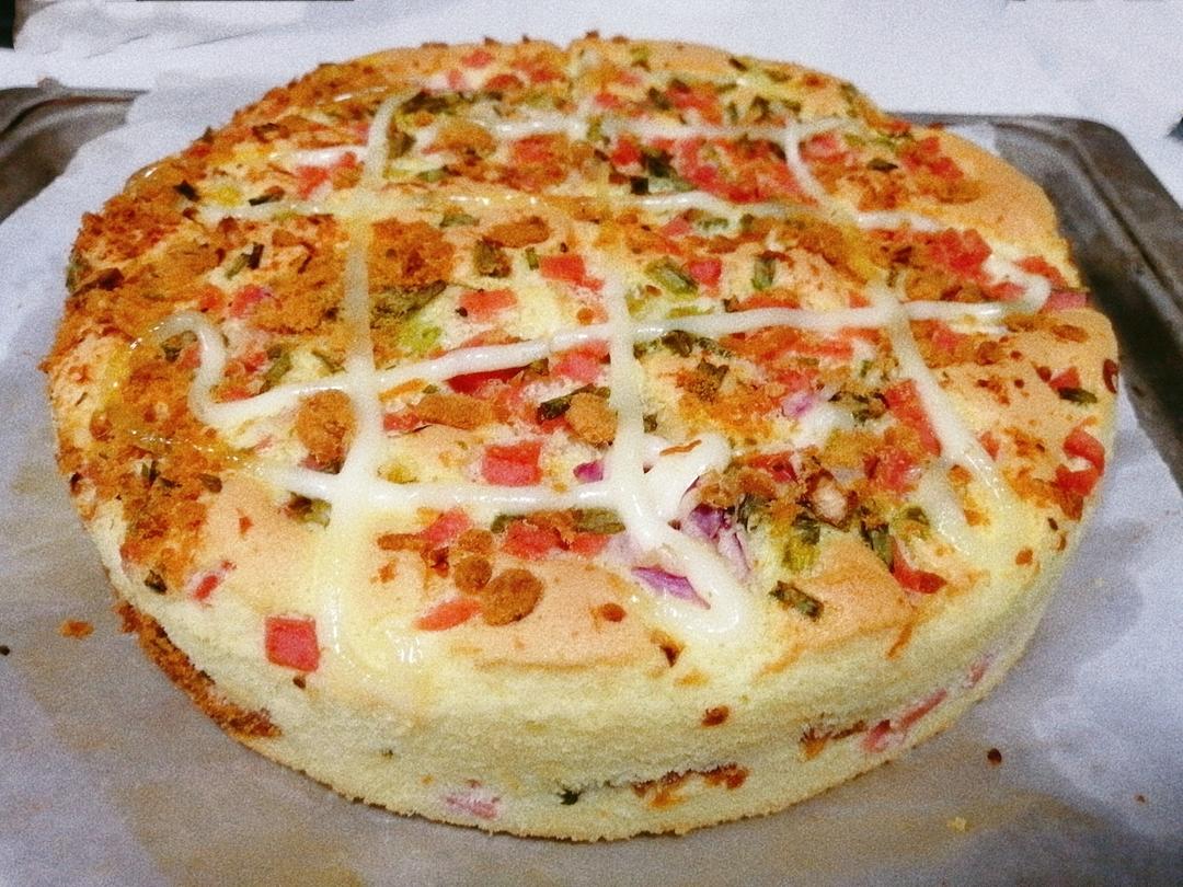 爆浆葱花火腿肉松蛋糕