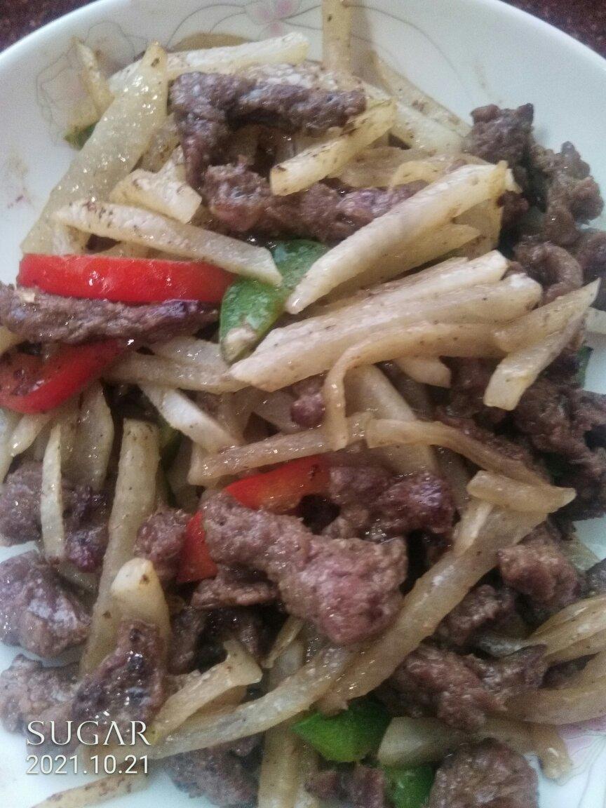 白萝卜丝炒牛肉