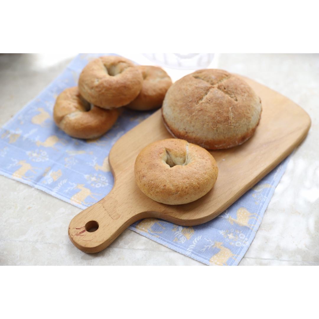 （无油）全麦黑麦贝果bagel~咬劲十足，越嚼越香