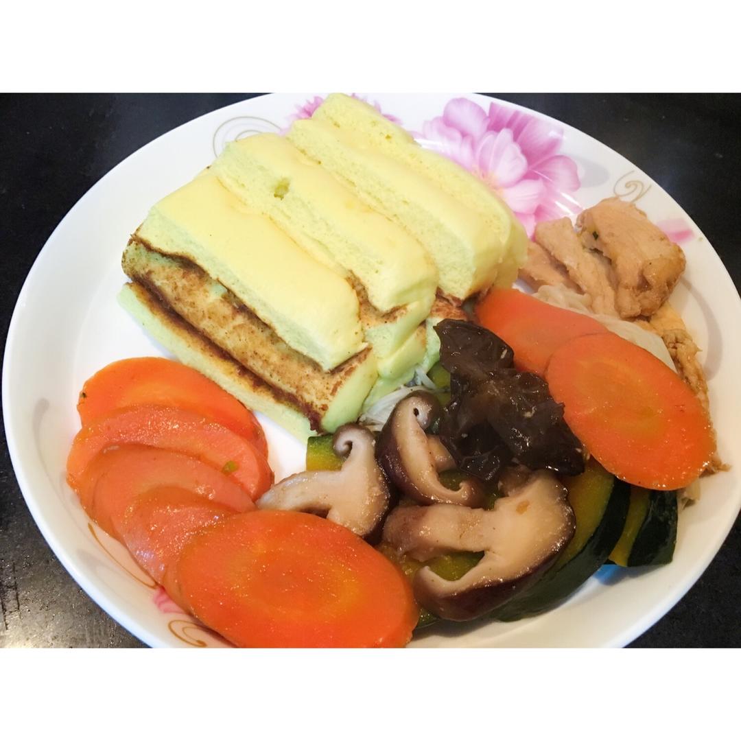 南瓜蒸香菇鸡肉