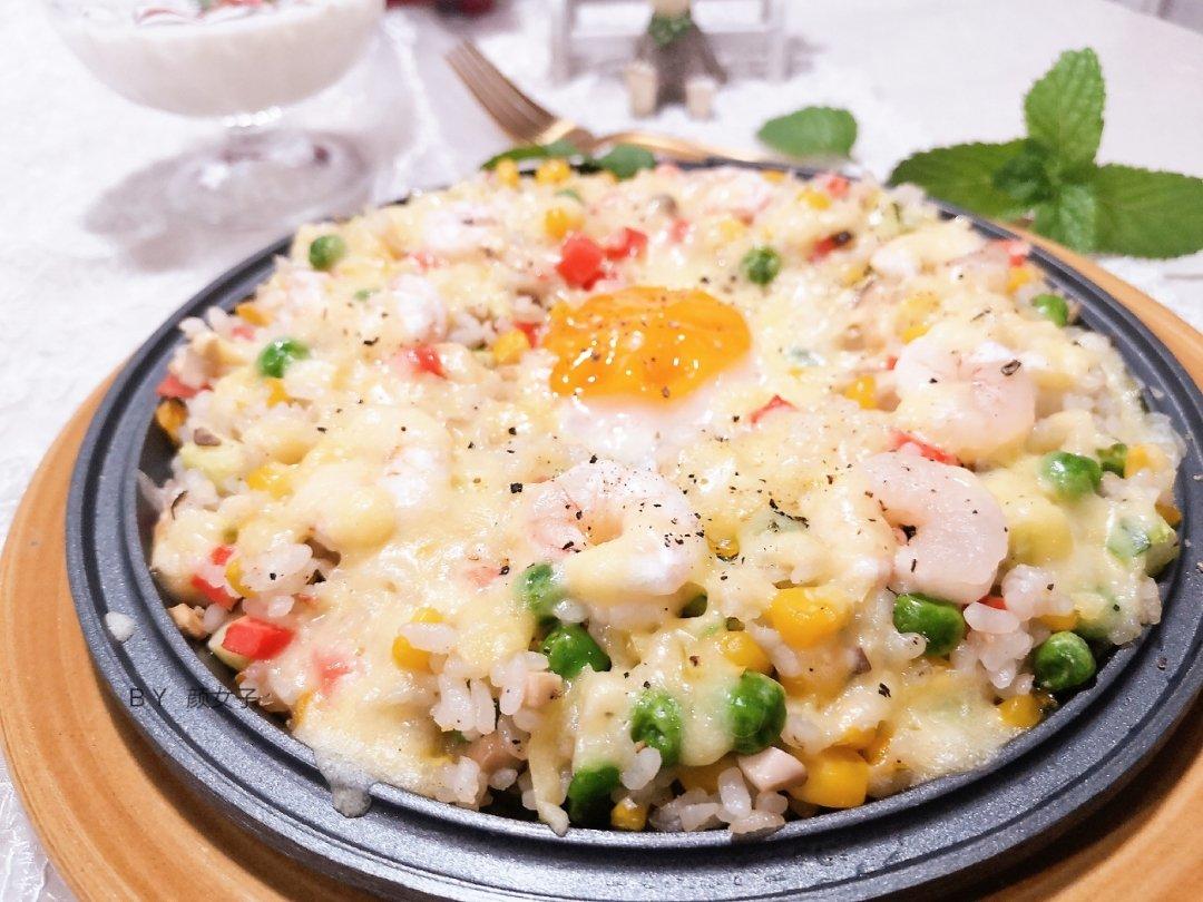 芝士时蔬鸡蛋焗饭#麦子厨房小红锅#