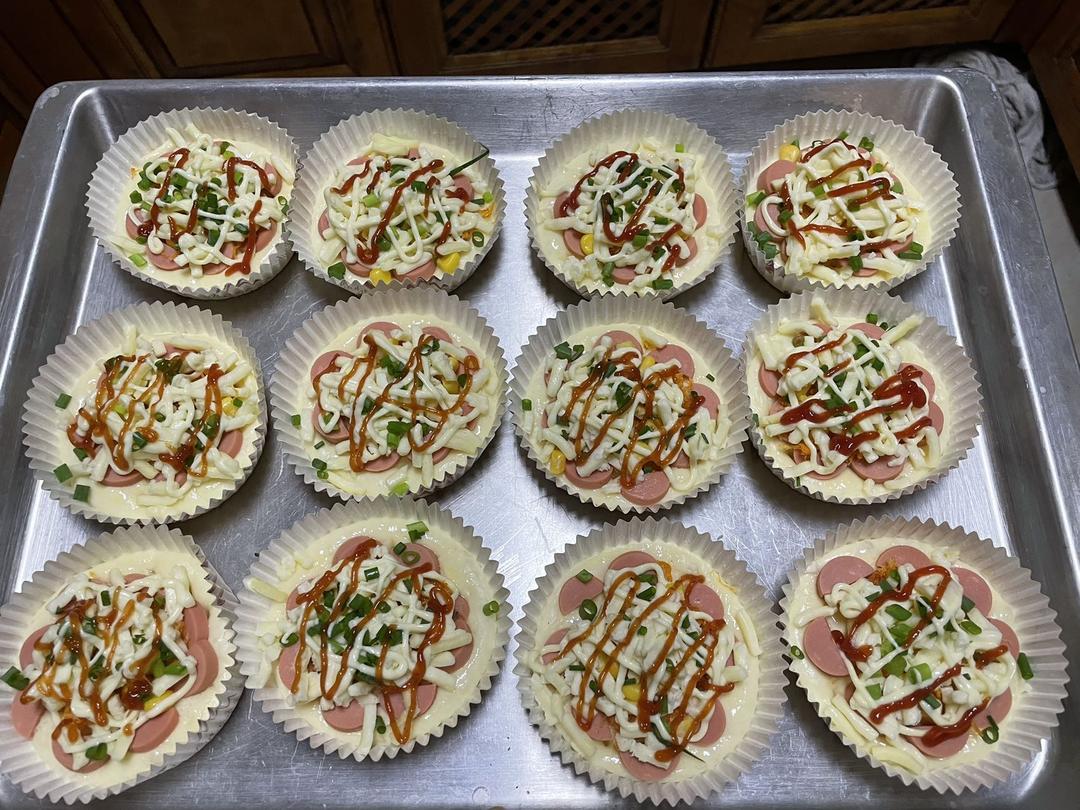 🍕快手简单｜一次发酵｜可可爱爱火腿披萨小面包｜学生早餐