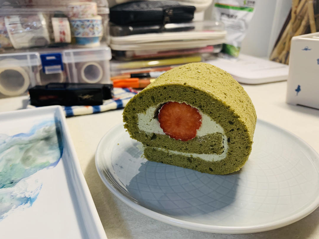 抹茶红豆蛋糕卷