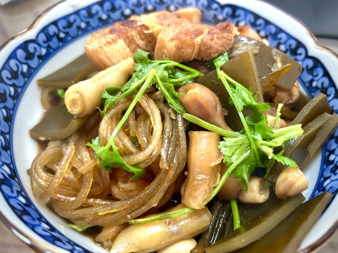 排骨豆角海带粉丝大烩菜（排骨两吃）