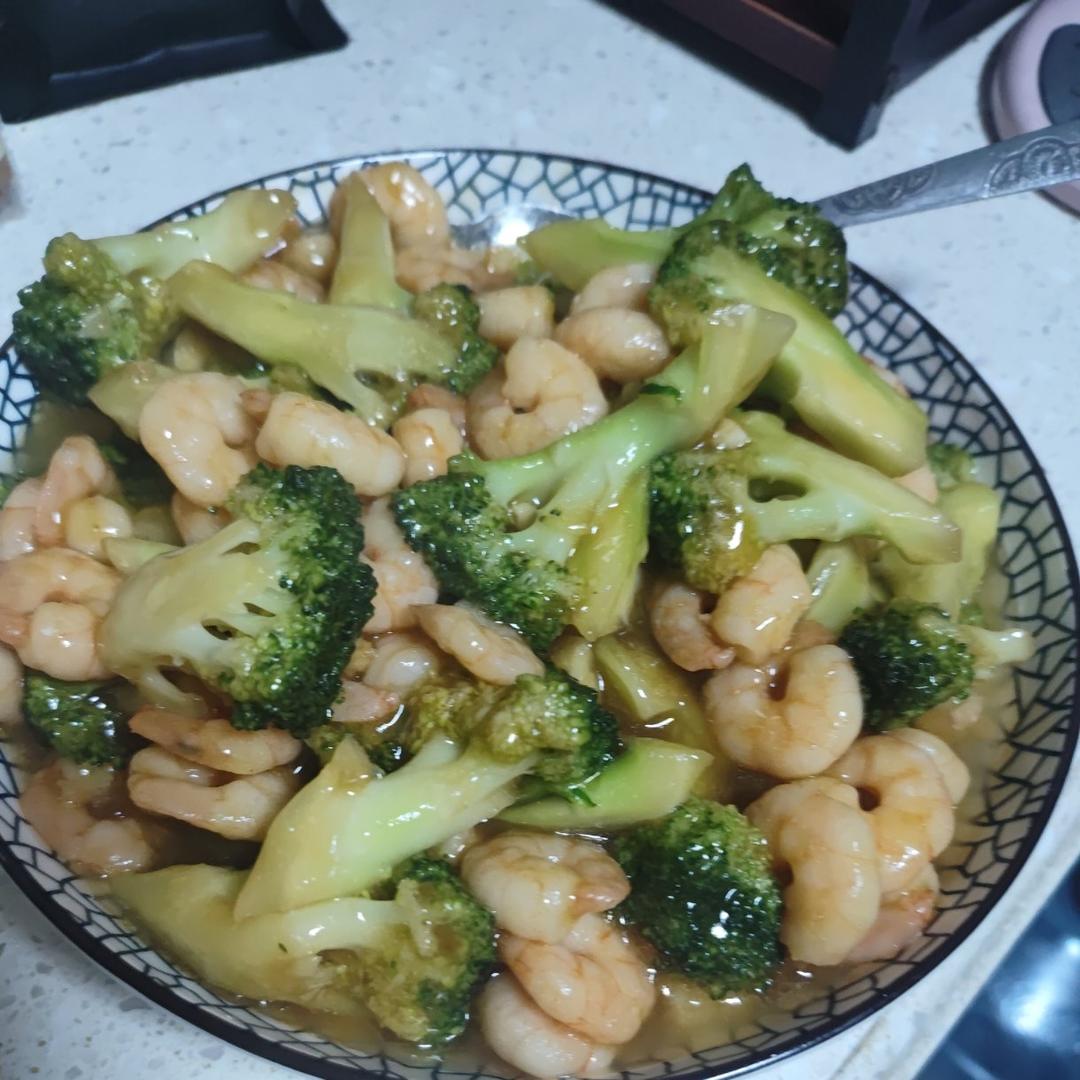 减肥去脂的西兰花炒虾仁