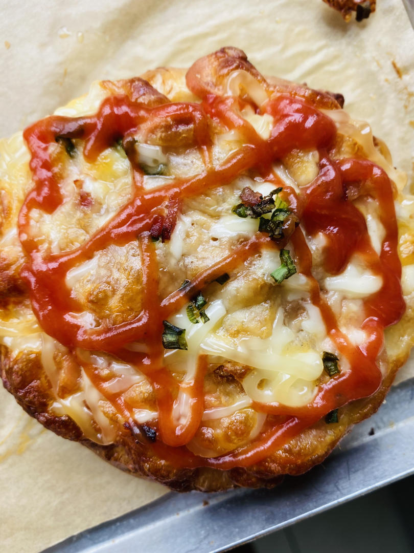 🍕快手简单｜一次发酵｜可可爱爱火腿披萨小面包｜学生早餐