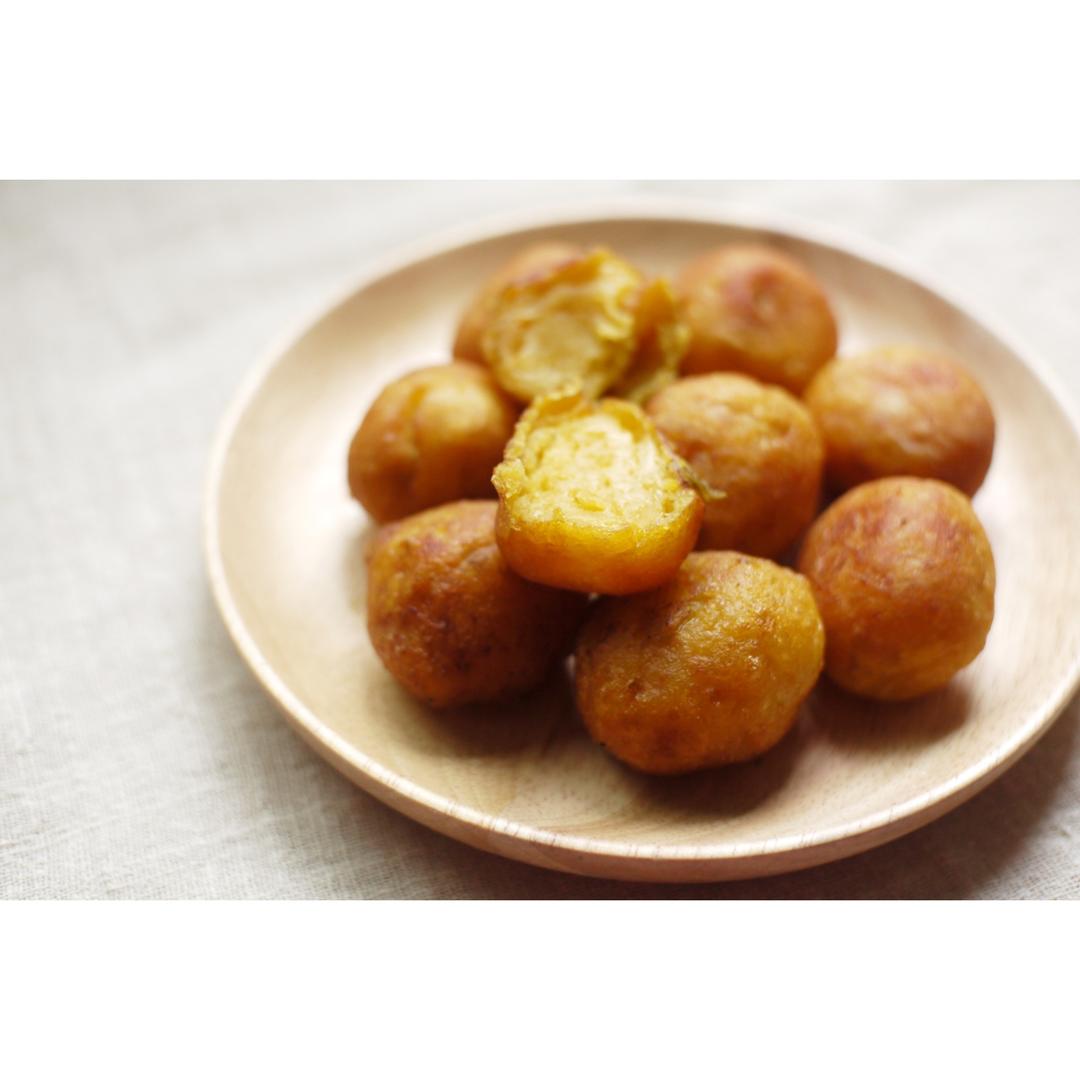 妈妈教炸的红薯丸子