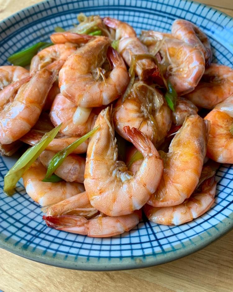 葱炒虾