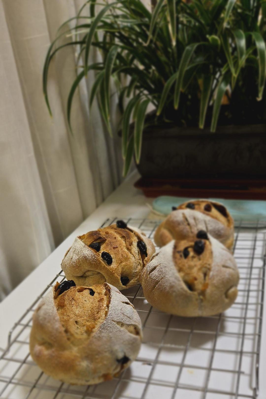 低油低糖，50%全麦核桃提子软欧~