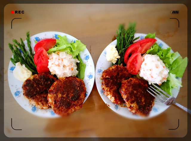 日式肉饼土豆沙拉便当
