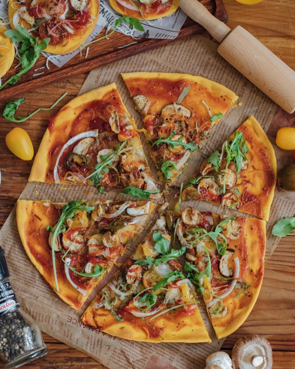 南瓜素食薄底披萨