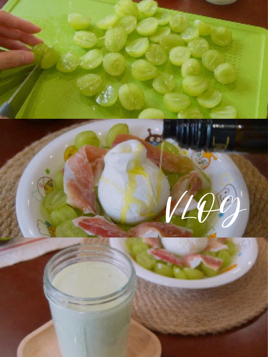 青提火腿布拉塔·青提牛油果奶昔