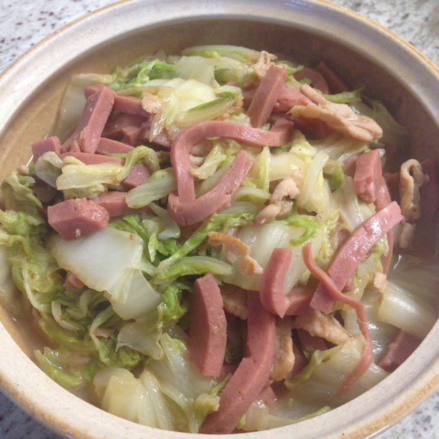 瀛津做的大白菜炖午餐肉